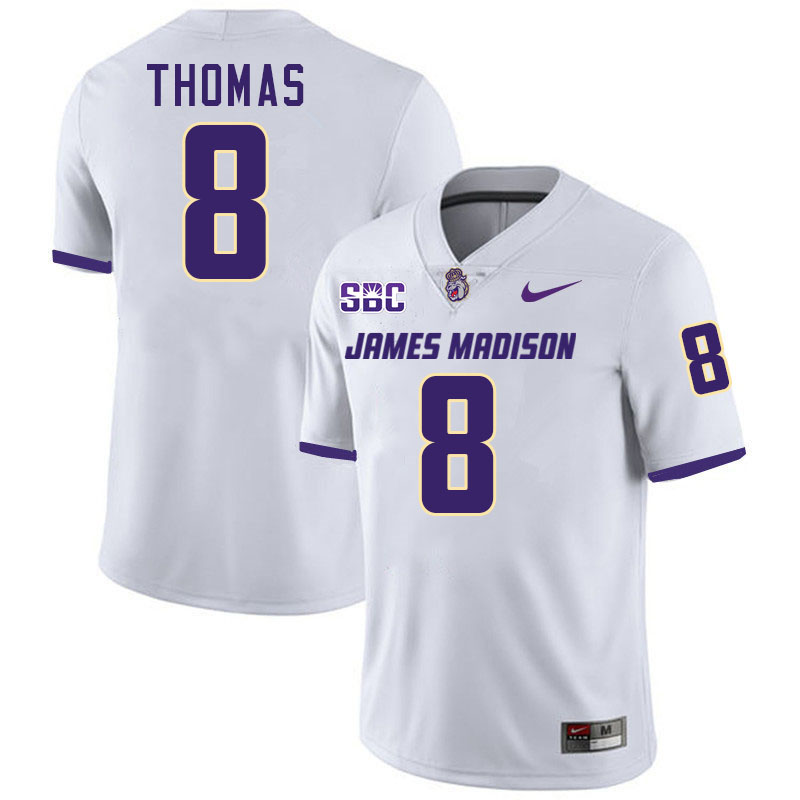 #8 Amar Thomas JMU Jersey,James Madison Dukes Football Jerseys Stitched-White #8 Amar Thomas JMU Jersey,James Madison Dukes Football Jerseys Stitched-White